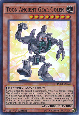 Toon Ancient Gear Golem [DRL2-EN022] Super Rare | Dragon's Lair Comics and Fantasy Houston TX