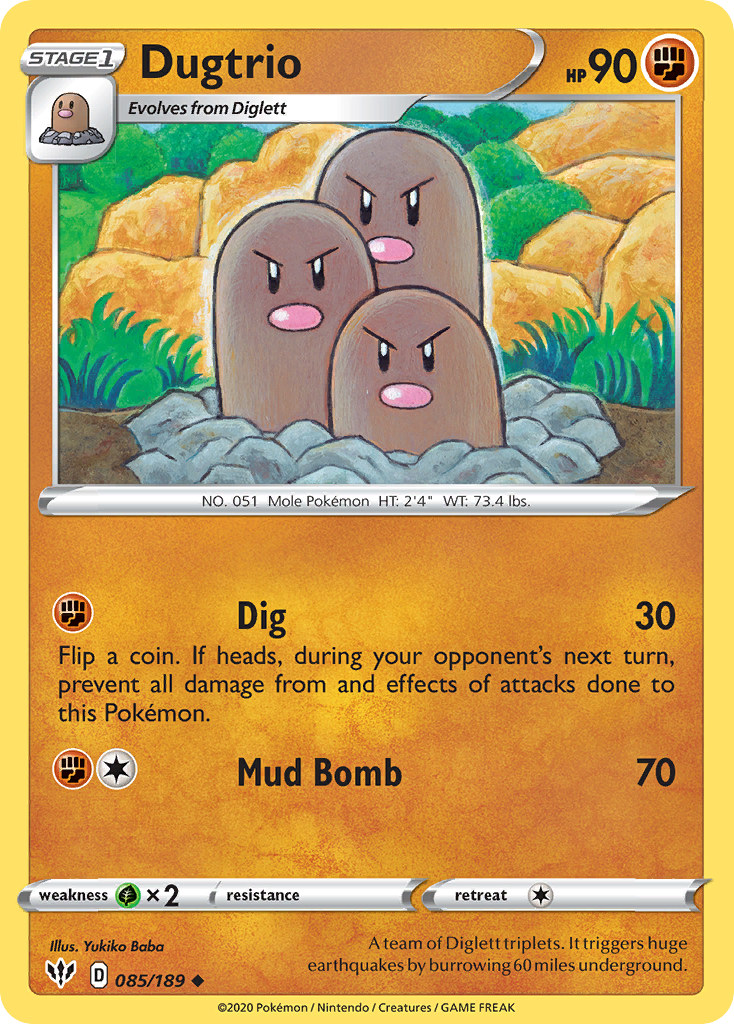 Dugtrio (085/189) [Sword & Shield: Darkness Ablaze] | Dragon's Lair Comics and Fantasy Houston TX