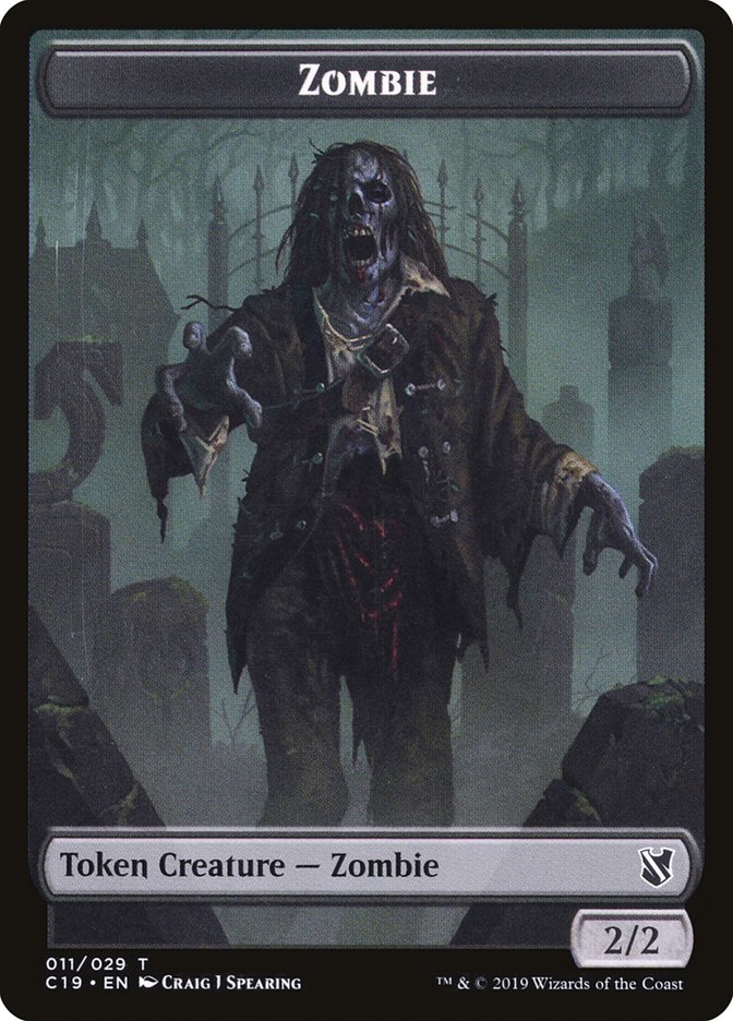 Zombie (010) // Zombie (011) Double-Sided Token [Commander 2019 Tokens] | Dragon's Lair Comics and Fantasy Houston TX