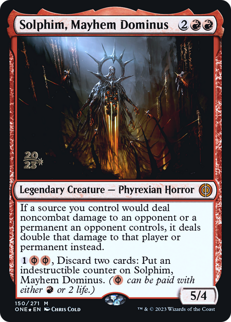 Solphim, Mayhem Dominus [Phyrexia: All Will Be One Prerelease Promos] | Dragon's Lair Comics and Fantasy Houston TX