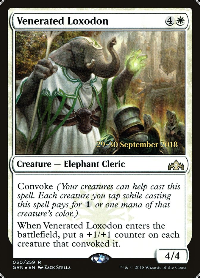 Venerated Loxodon [Guilds of Ravnica Prerelease Promos] | Dragon's Lair Comics and Fantasy Houston TX