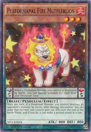 Performapal Fire Mufflerlion [SP15-EN024] Shatterfoil Rare | Dragon's Lair Comics and Fantasy Houston TX