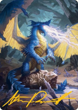 Blue Dragon Art Card (Gold-Stamped Signature) [Dungeons & Dragons: Adventures in the Forgotten Realms Art Series] | Dragon's Lair Comics and Fantasy Houston TX