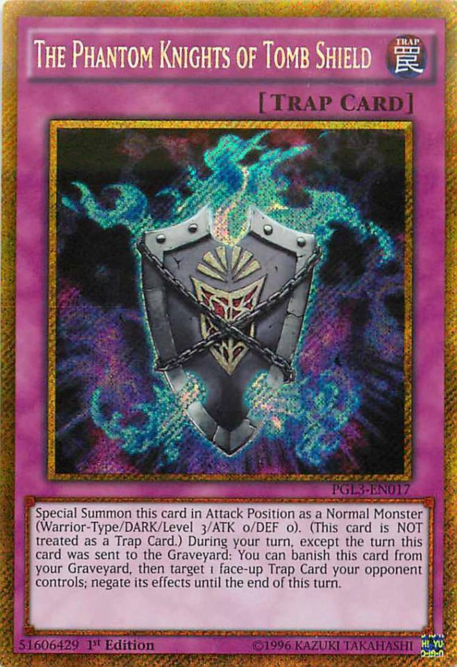 The Phantom Knights of Tomb Shield [PGL3-EN017] Gold Secret Rare | Dragon's Lair Comics and Fantasy Houston TX