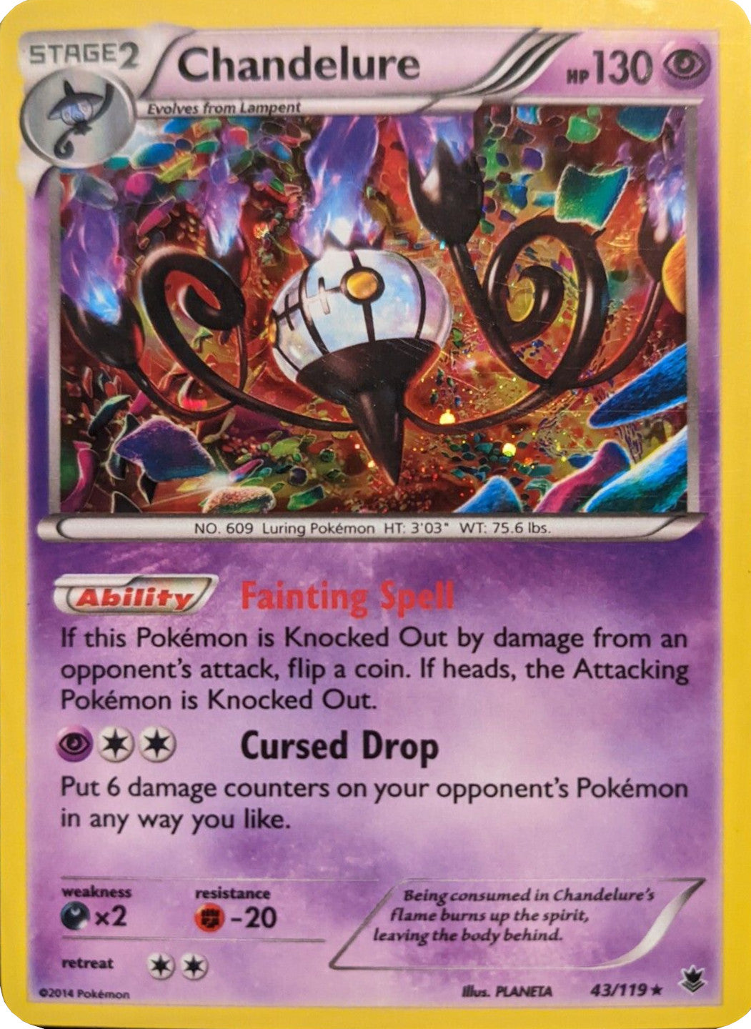 Chandelure (43/119) (Cosmos Holo) [XY: Phantom Forces] | Dragon's Lair Comics and Fantasy Houston TX