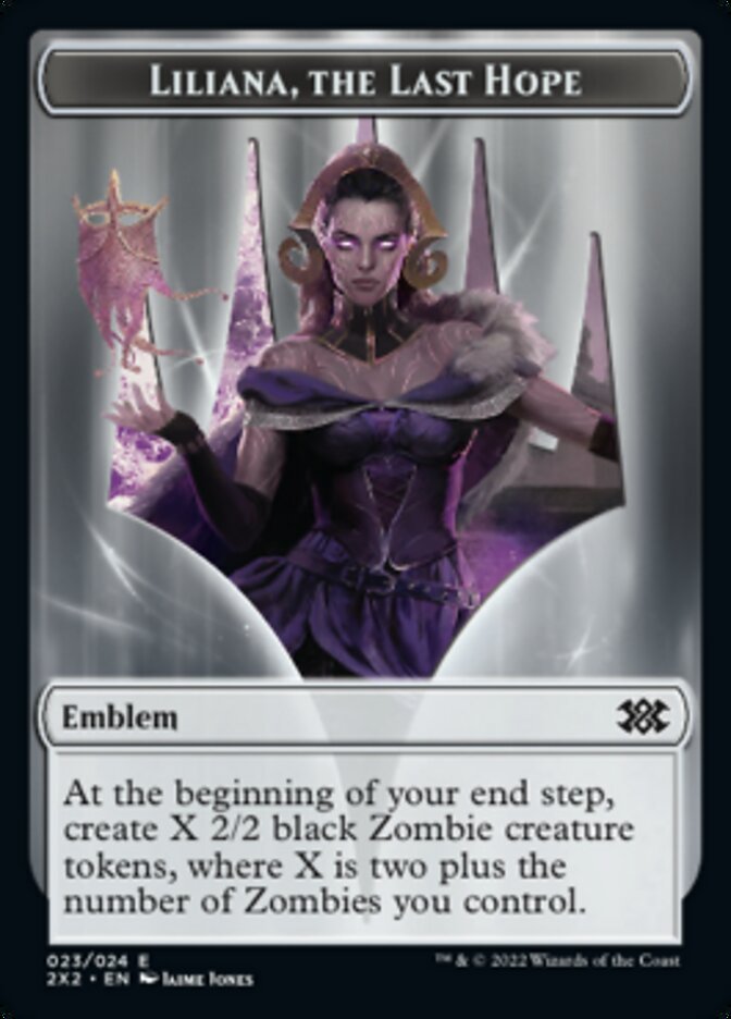 Liliana, the Last Hope Emblem // Spirit (002) Double-Sided Token [Double Masters 2022 Tokens] | Dragon's Lair Comics and Fantasy Houston TX