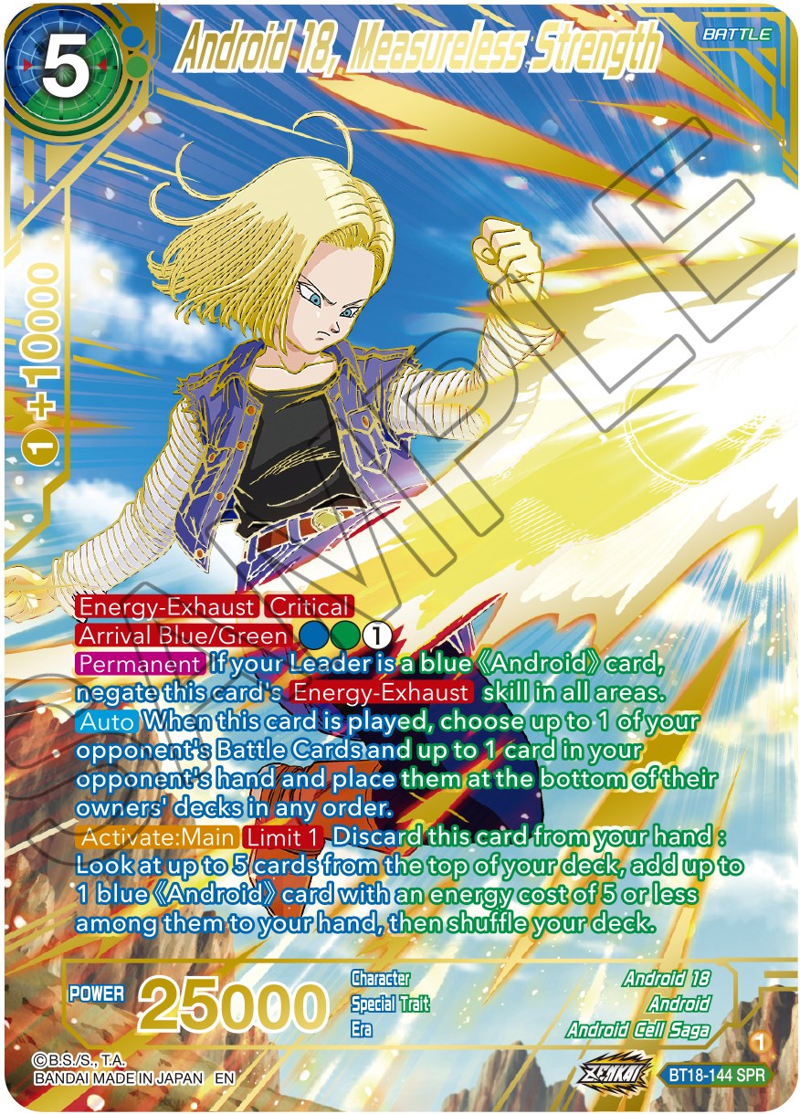 Android 18, Measureless Strength (SPR) (BT18-144) [Dawn of the Z-Legends] | Dragon's Lair Comics and Fantasy Houston TX