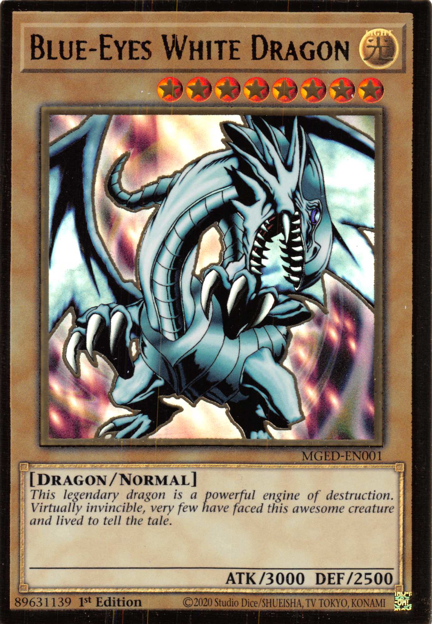 Blue-Eyes White Dragon (Alternate Art) [MGED-EN001] Gold Rare | Dragon's Lair Comics and Fantasy Houston TX