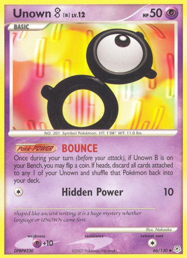 Unown B (66/130) [Diamond & Pearl: Base Set] | Dragon's Lair Comics and Fantasy Houston TX