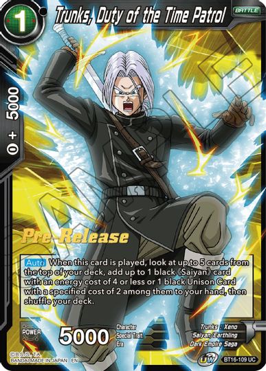 Trunks, Duty of the Time Patrol (BT16-109) [Realm of the Gods Prerelease Promos] | Dragon's Lair Comics and Fantasy Houston TX