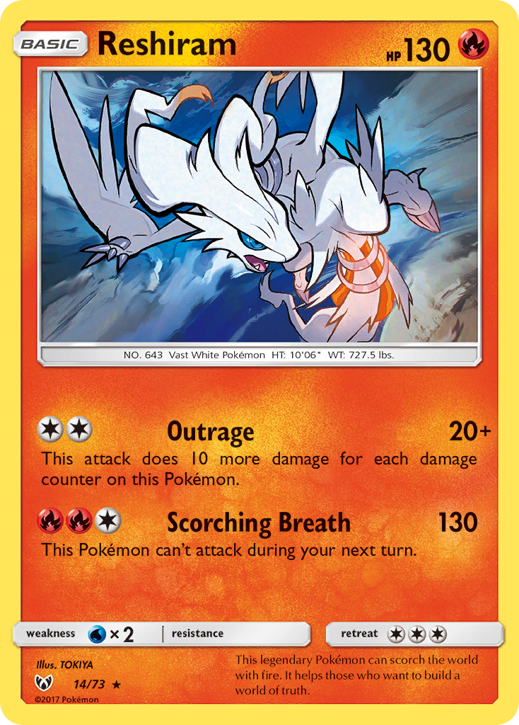 Reshiram (14/73) [Sun & Moon: Shining Legends] | Dragon's Lair Comics and Fantasy Houston TX