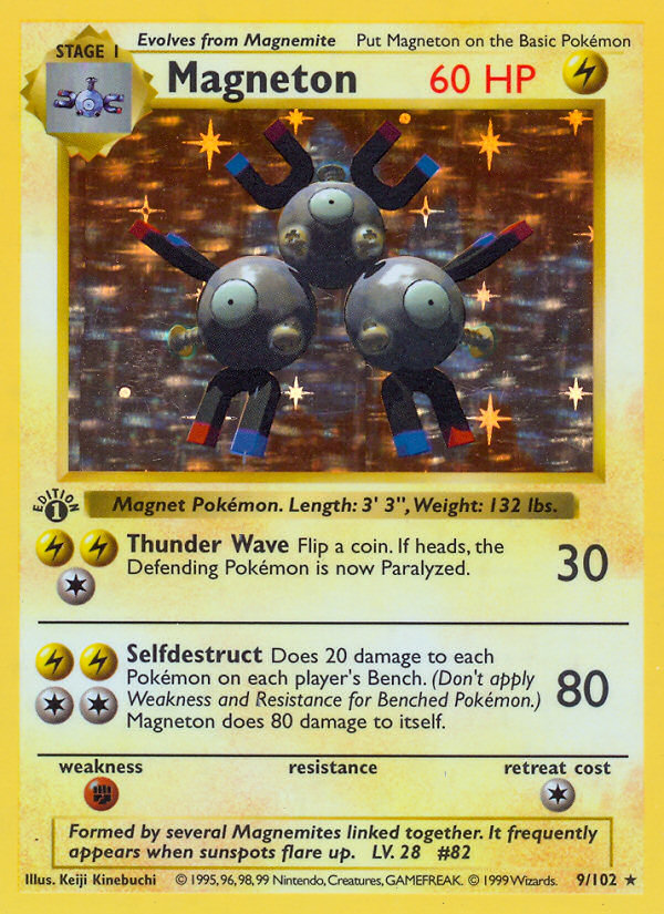 Magneton (9/102) (Shadowless) [Base Set 1st Edition] | Dragon's Lair Comics and Fantasy Houston TX