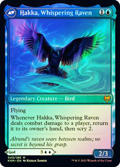 Alrund, God of the Cosmos // Hakka, Whispering Raven [Kaldheim Prerelease Promos] | Dragon's Lair Comics and Fantasy Houston TX