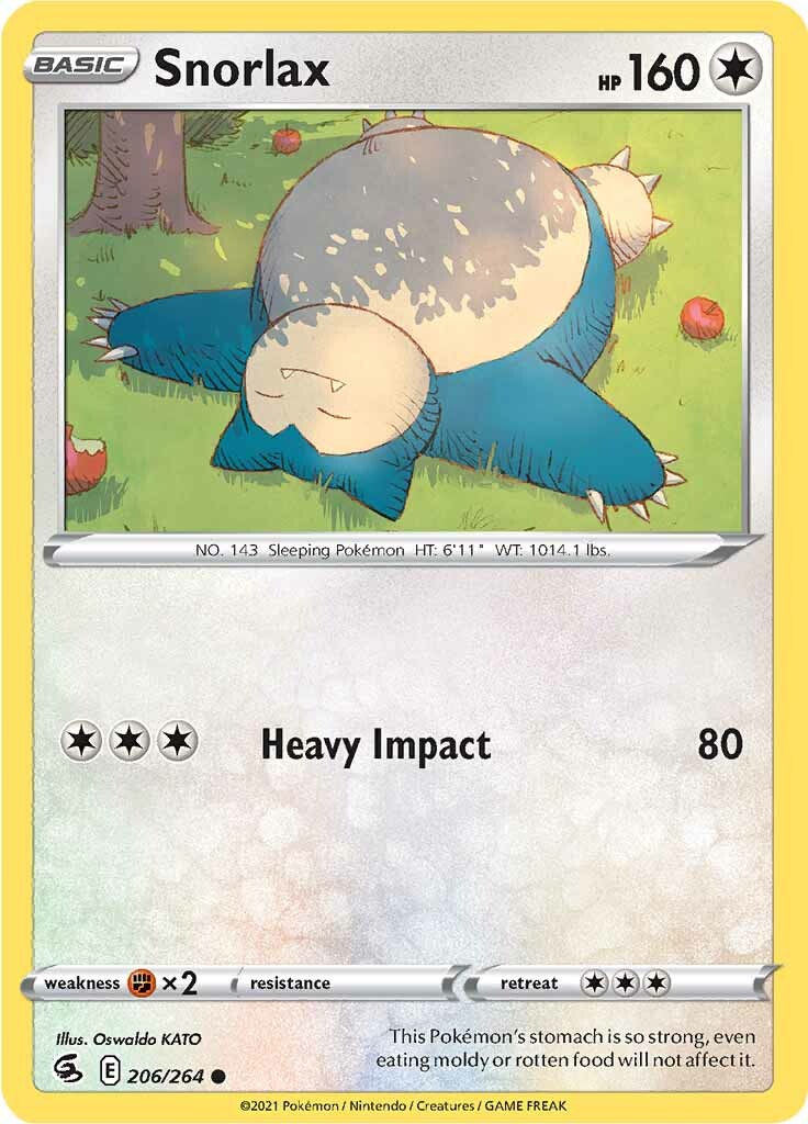 Snorlax (206/264) [Sword & Shield: Fusion Strike] | Dragon's Lair Comics and Fantasy Houston TX