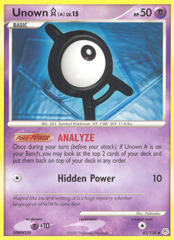 Unown A (65/130) [Diamond & Pearl: Base Set] | Dragon's Lair Comics and Fantasy Houston TX