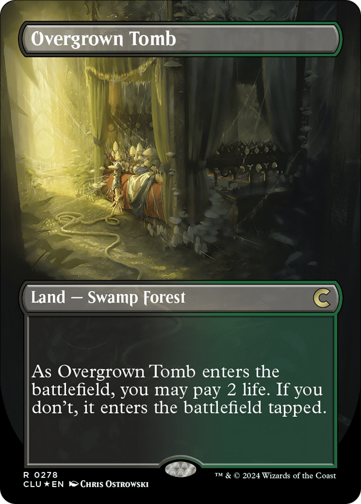 Overgrown Tomb (Borderless) [Ravnica: Clue Edition] | Dragon's Lair Comics and Fantasy Houston TX