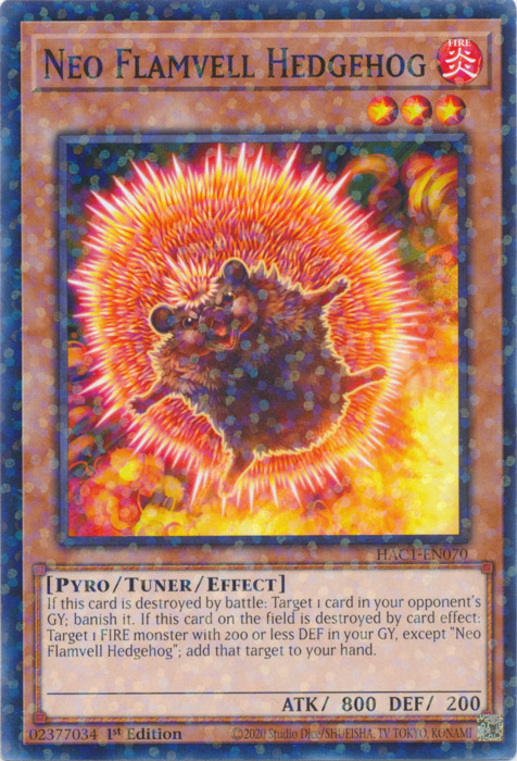 Neo Flamvell Hedgehog (Duel Terminal) [HAC1-EN070] Common | Dragon's Lair Comics and Fantasy Houston TX