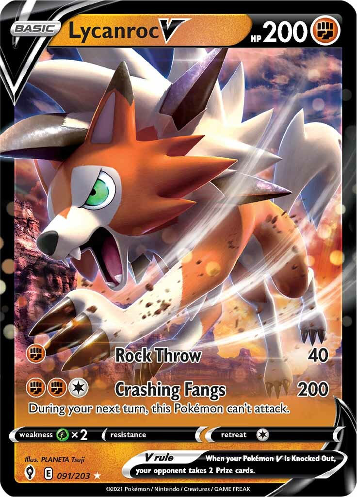 Lycanroc V (091/203) [Sword & Shield: Evolving Skies] | Dragon's Lair Comics and Fantasy Houston TX