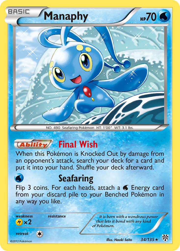 Manaphy (34/135) [Black & White: Plasma Storm] | Dragon's Lair Comics and Fantasy Houston TX