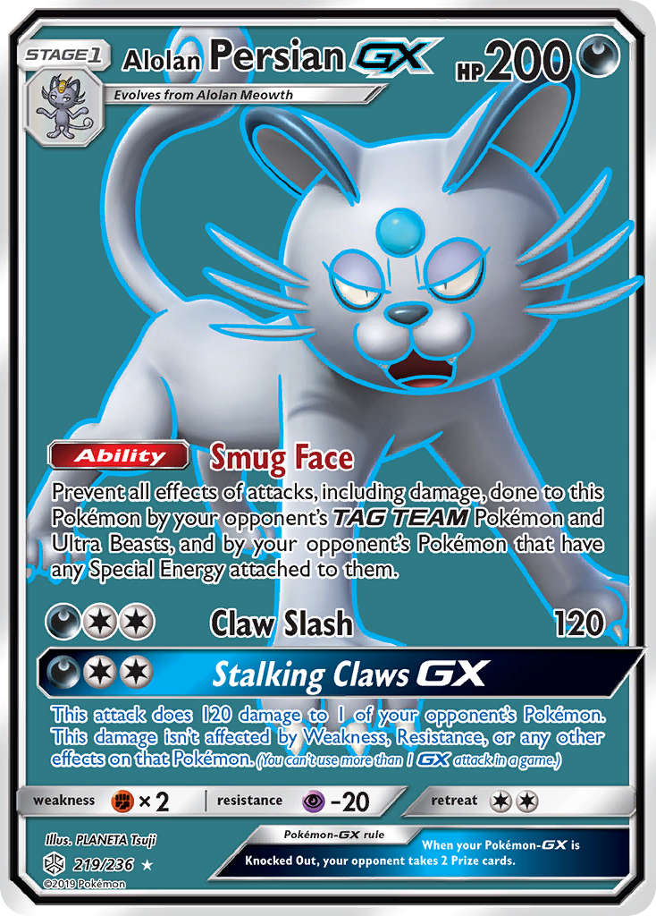 Alolan Persian GX (219/236) [Sun & Moon: Cosmic Eclipse] | Dragon's Lair Comics and Fantasy Houston TX