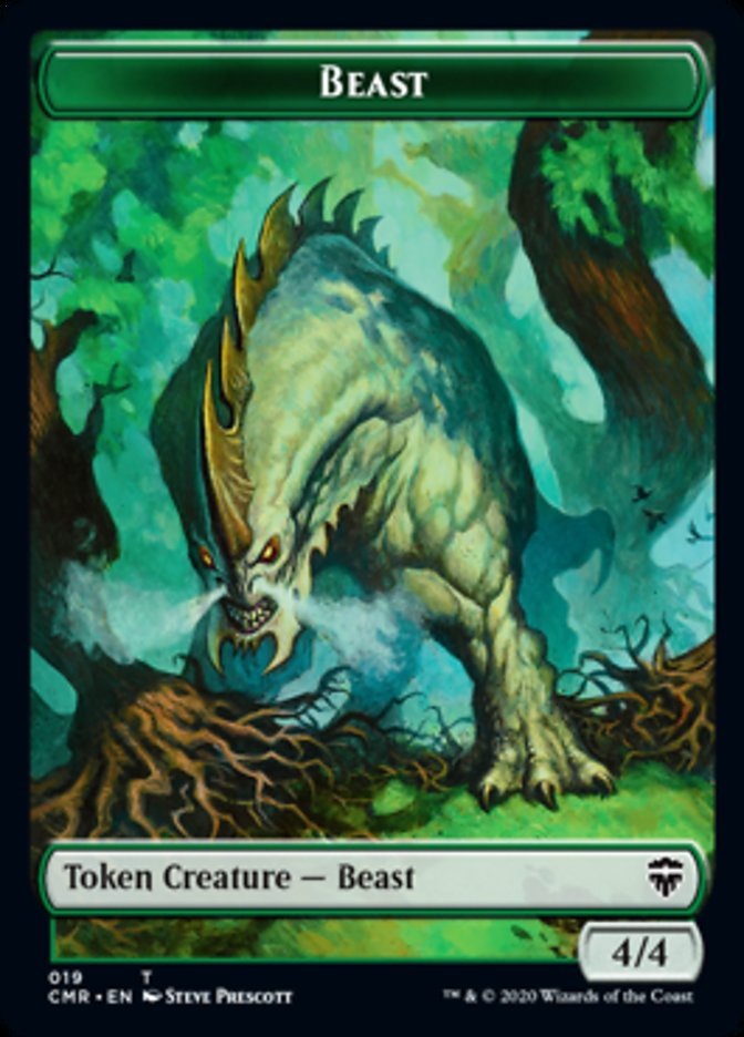 Beast (19) // Elephant Double-Sided Token [Commander Legends Tokens] | Dragon's Lair Comics and Fantasy Houston TX