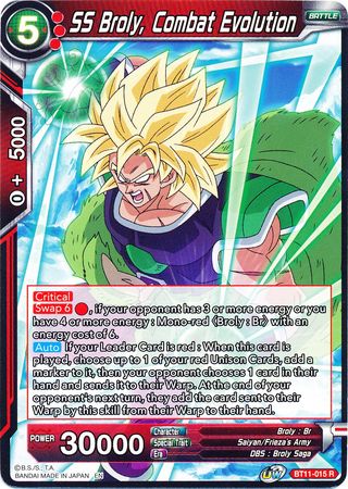 SS Broly, Combat Evolution (BT11-015) [Vermilion Bloodline] | Dragon's Lair Comics and Fantasy Houston TX