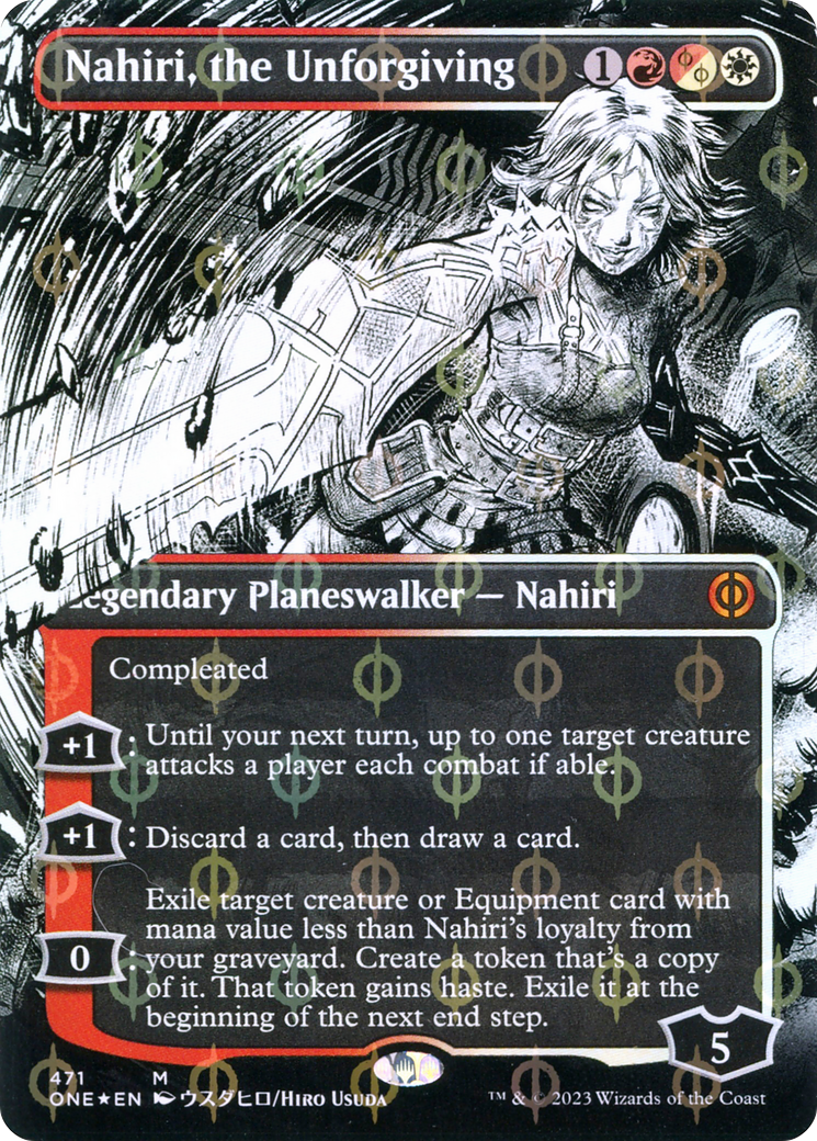 Nahiri, the Unforgiving (Borderless Manga Step-and-Compleat Foil) [Phyrexia: All Will Be One] | Dragon's Lair Comics and Fantasy Houston TX