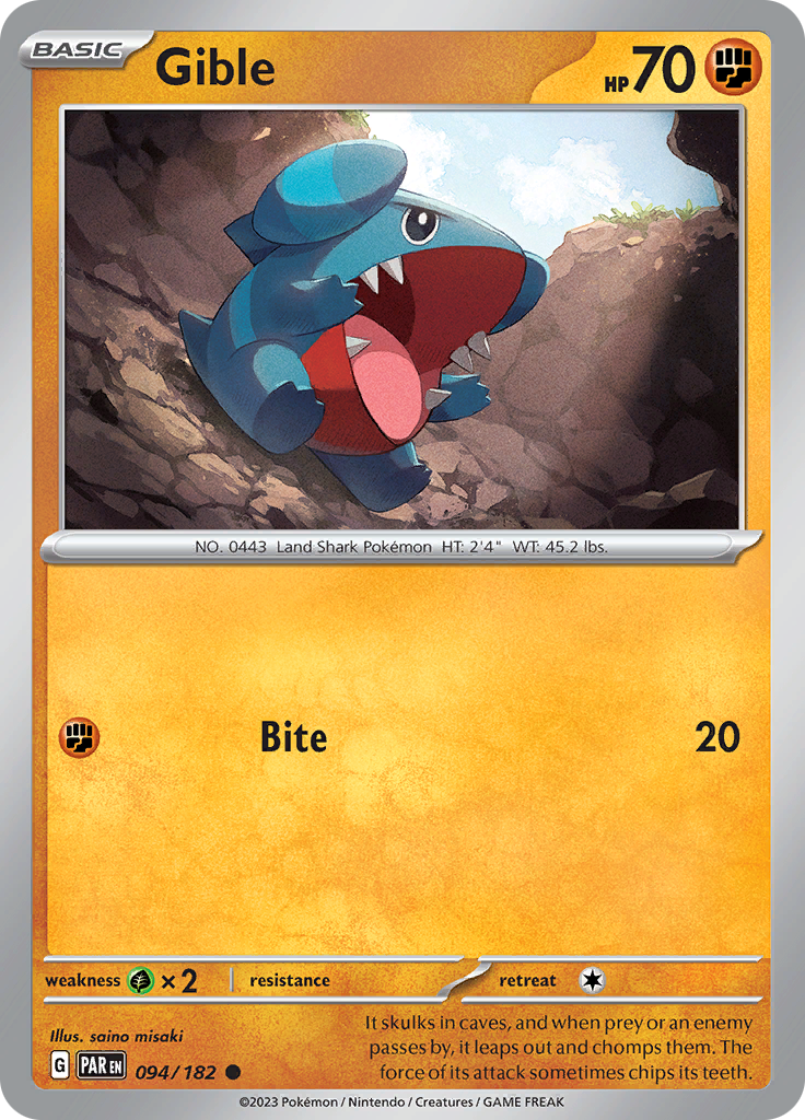 Gible (094/182) [Scarlet & Violet: Paradox Rift] | Dragon's Lair Comics and Fantasy Houston TX