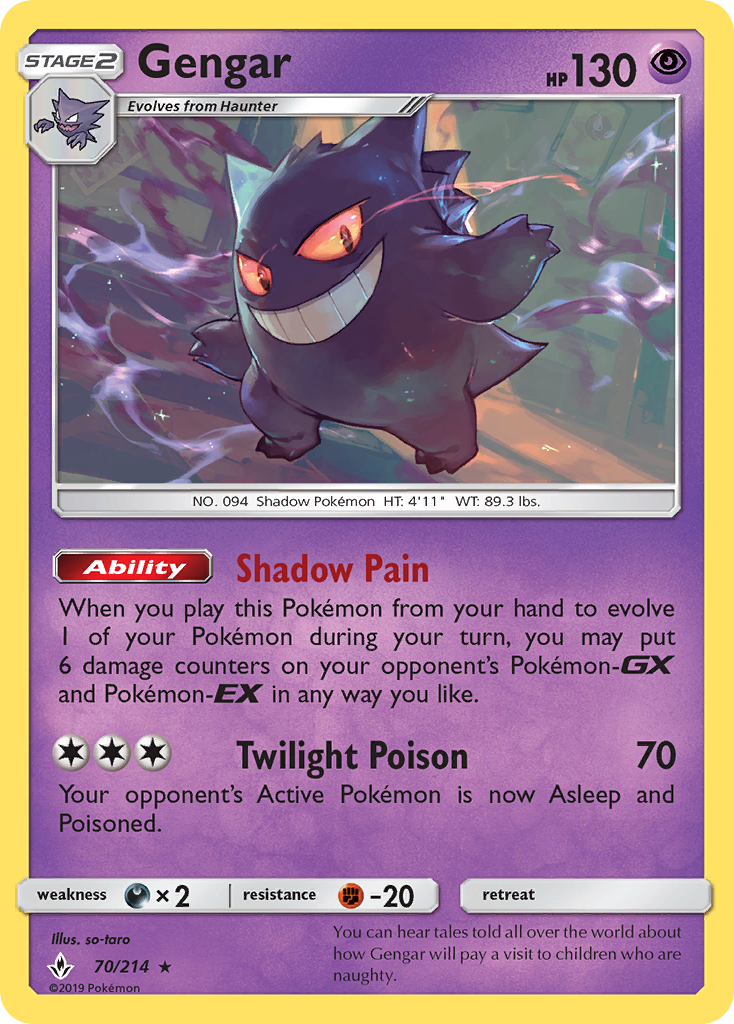 Gengar (70/214) [Sun & Moon: Unbroken Bonds] | Dragon's Lair Comics and Fantasy Houston TX