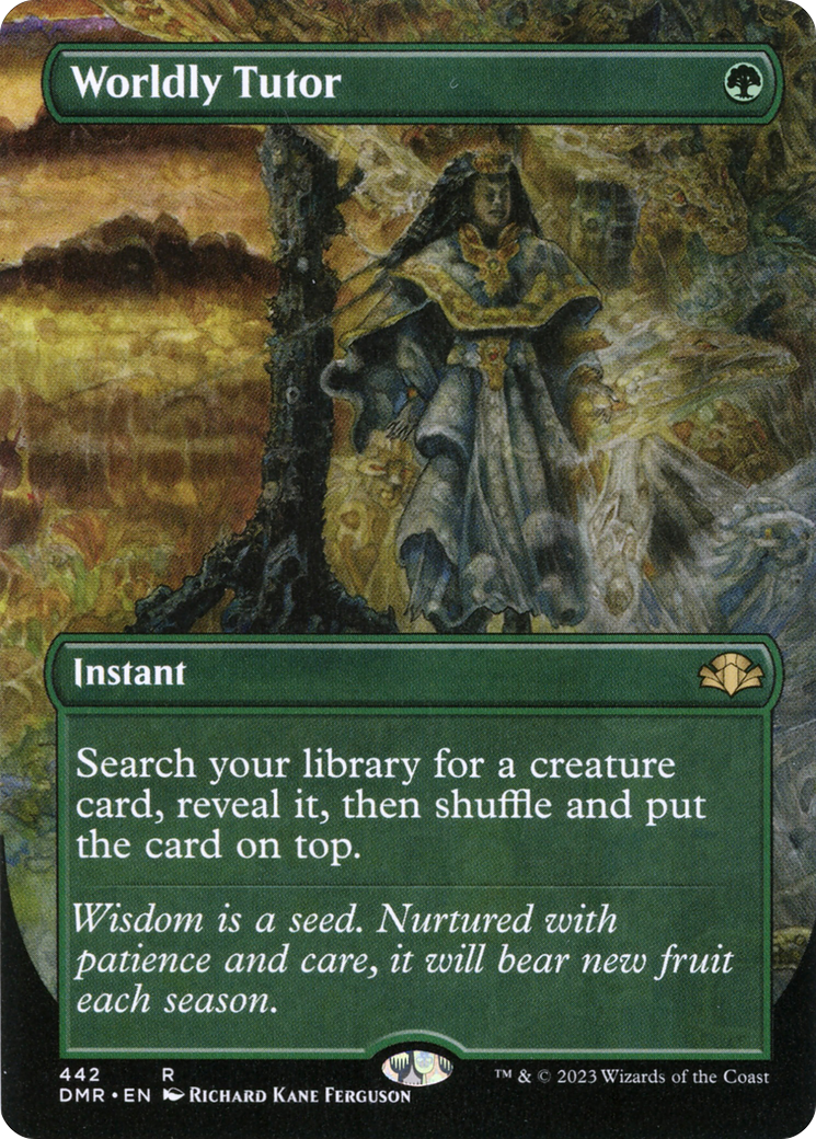 Worldly Tutor (Borderless Alternate Art) [Dominaria Remastered] | Dragon's Lair Comics and Fantasy Houston TX