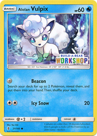 Alolan Vulpix (21/145) (Build A Bear Workshop Exclusive) [Sun & Moon: Guardians Rising] | Dragon's Lair Comics and Fantasy Houston TX