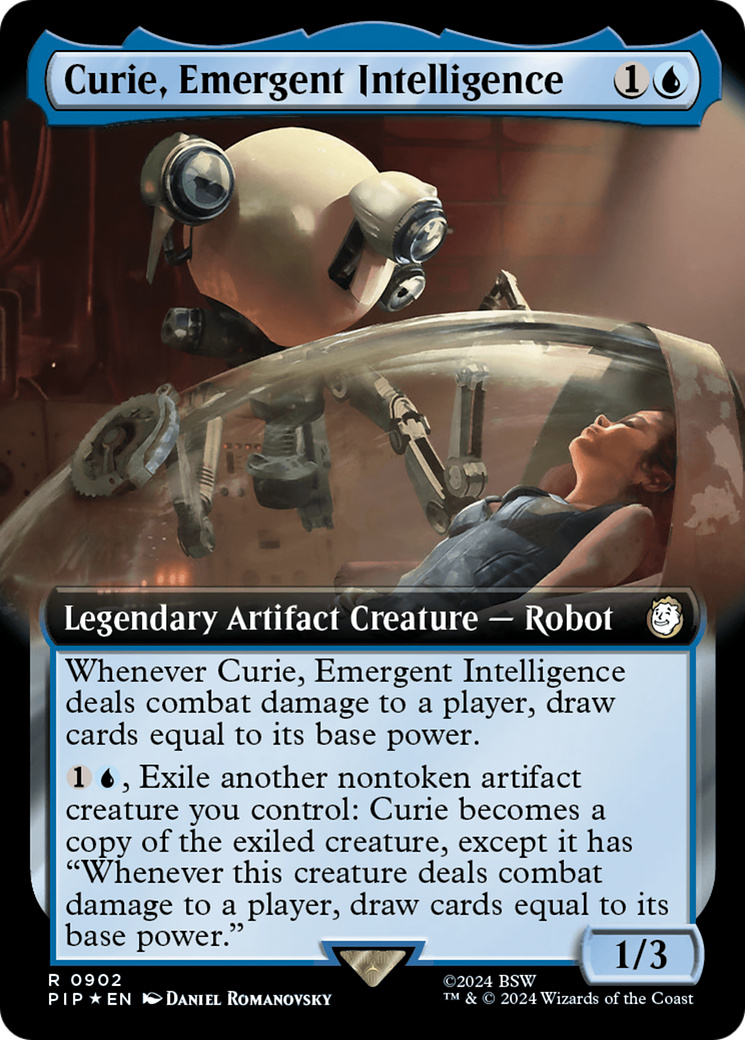 Curie, Emergent Intelligence (Extended Art) (Surge Foil) [Fallout] | Dragon's Lair Comics and Fantasy Houston TX