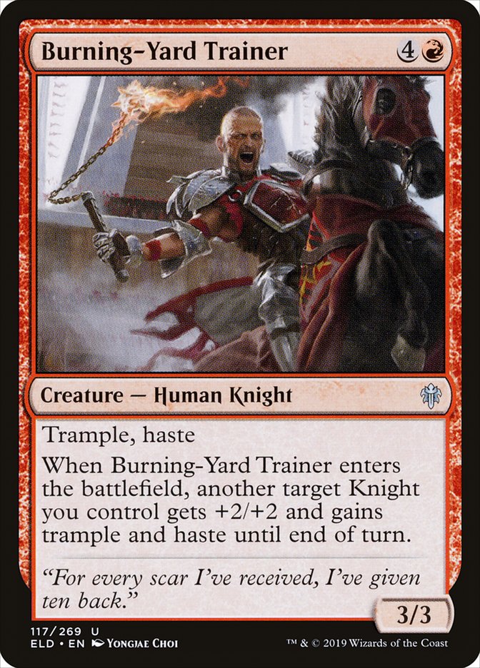 Burning-Yard Trainer [Throne of Eldraine] | Dragon's Lair Comics and Fantasy Houston TX