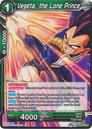 Vegeta, the Lone Prince (BT10-068) [Rise of the Unison Warrior] | Dragon's Lair Comics and Fantasy Houston TX