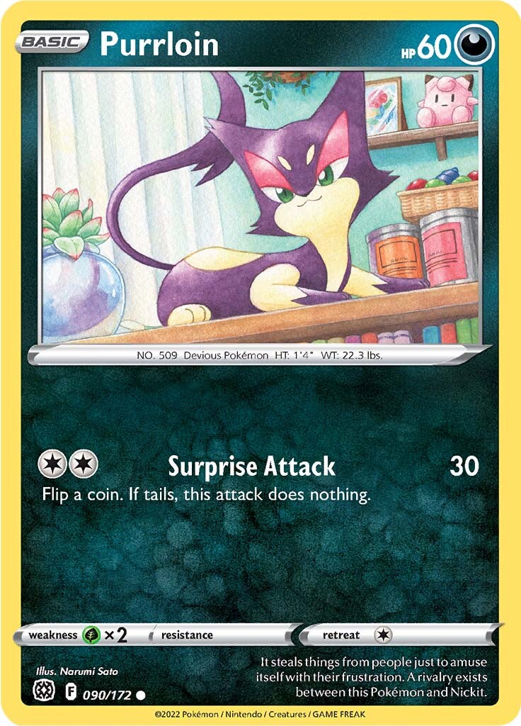 Purrloin (090/172) [Sword & Shield: Brilliant Stars] | Dragon's Lair Comics and Fantasy Houston TX