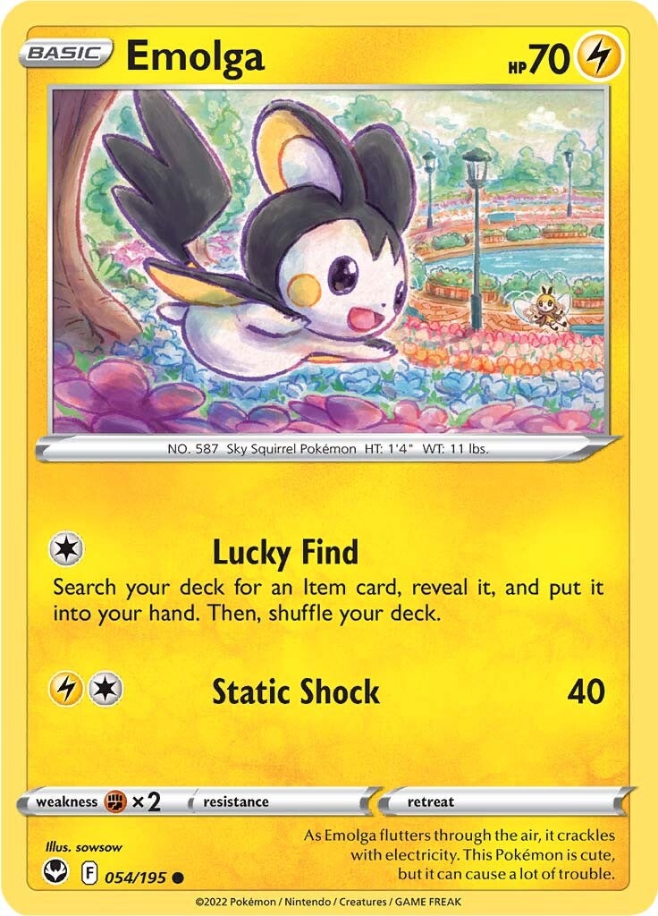 Emolga (054/195) [Sword & Shield: Silver Tempest] | Dragon's Lair Comics and Fantasy Houston TX