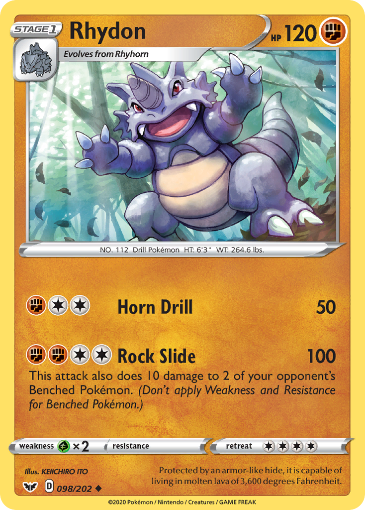 Rhydon (098/202) [Sword & Shield: Base Set] | Dragon's Lair Comics and Fantasy Houston TX