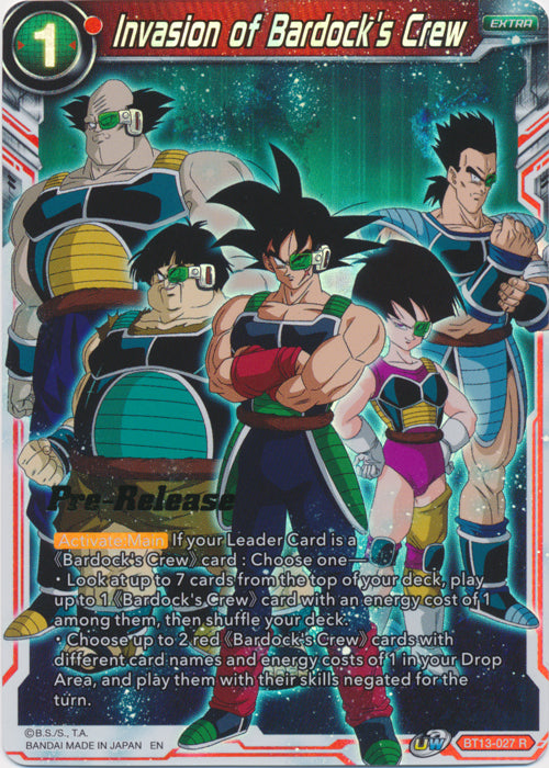 Invasion of Bardock's Crew (BT13-027) [Supreme Rivalry Prerelease Promos] | Dragon's Lair Comics and Fantasy Houston TX