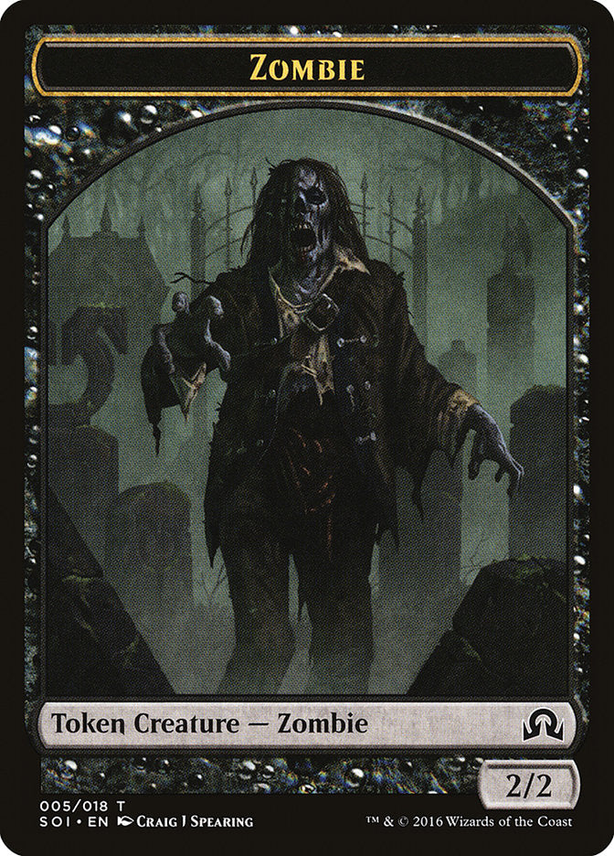 Zombie Token [Shadows over Innistrad Tokens] | Dragon's Lair Comics and Fantasy Houston TX