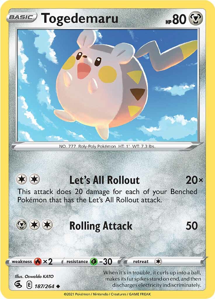 Togedemaru (187/264) [Sword & Shield: Fusion Strike] | Dragon's Lair Comics and Fantasy Houston TX