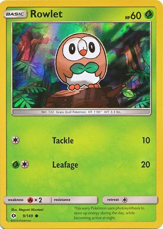 Rowlet (9/149) (Water Web Holo) [Sun & Moon: Base Set] | Dragon's Lair Comics and Fantasy Houston TX