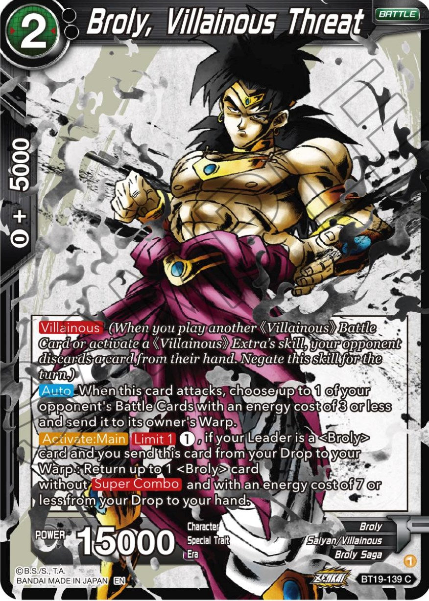 Broly, Villainous Threat (BT19-139) [Fighter's Ambition] | Dragon's Lair Comics and Fantasy Houston TX