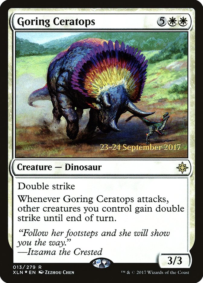 Goring Ceratops [Ixalan Prerelease Promos] | Dragon's Lair Comics and Fantasy Houston TX