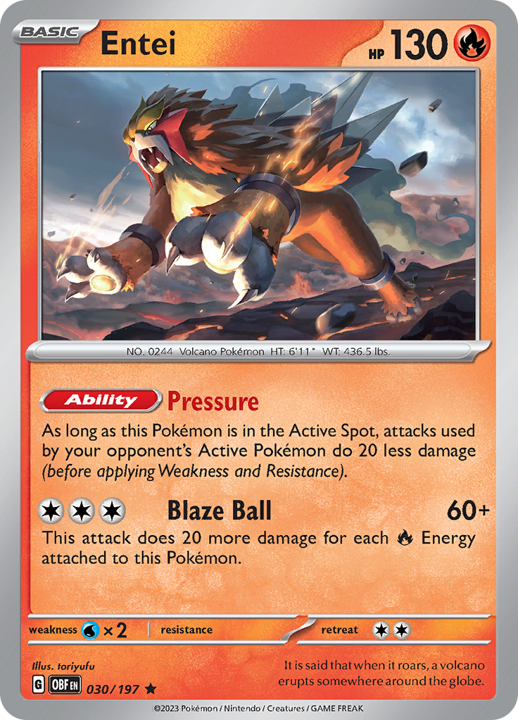 Entei (030/197) [Scarlet & Violet: Obsidian Flames] | Dragon's Lair Comics and Fantasy Houston TX