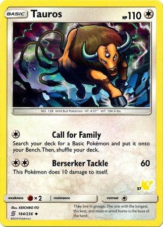 Tauros (164/236) (Pikachu Stamp #37) [Battle Academy 2020] | Dragon's Lair Comics and Fantasy Houston TX