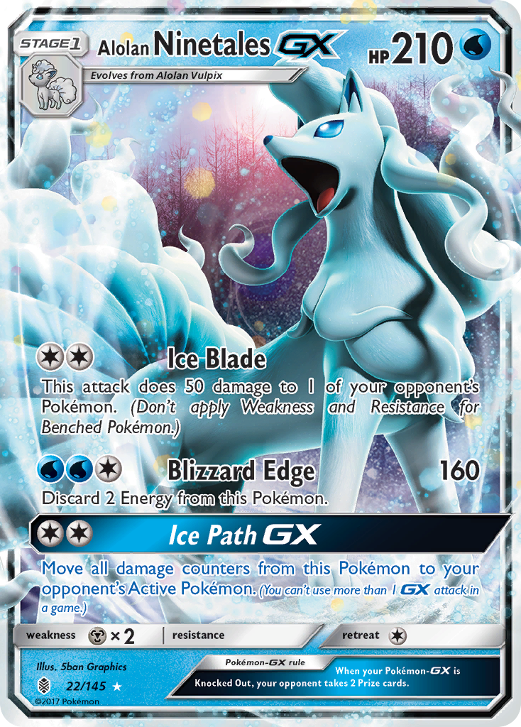 Alolan Ninetales GX (22/145) [Sun & Moon: Guardians Rising] | Dragon's Lair Comics and Fantasy Houston TX