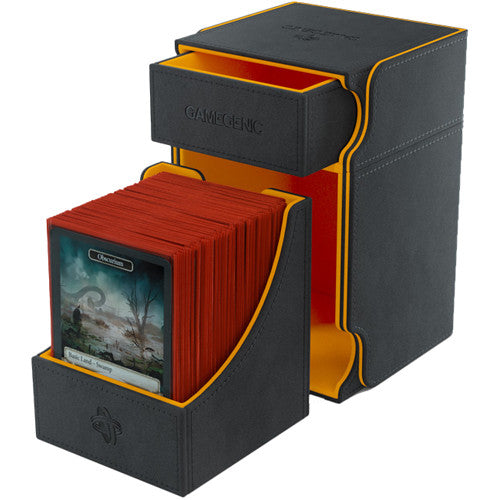 Gamegenic Watchtower 100+ XL Deck Box Black with Orange | Dragon's Lair Comics and Fantasy Houston TX