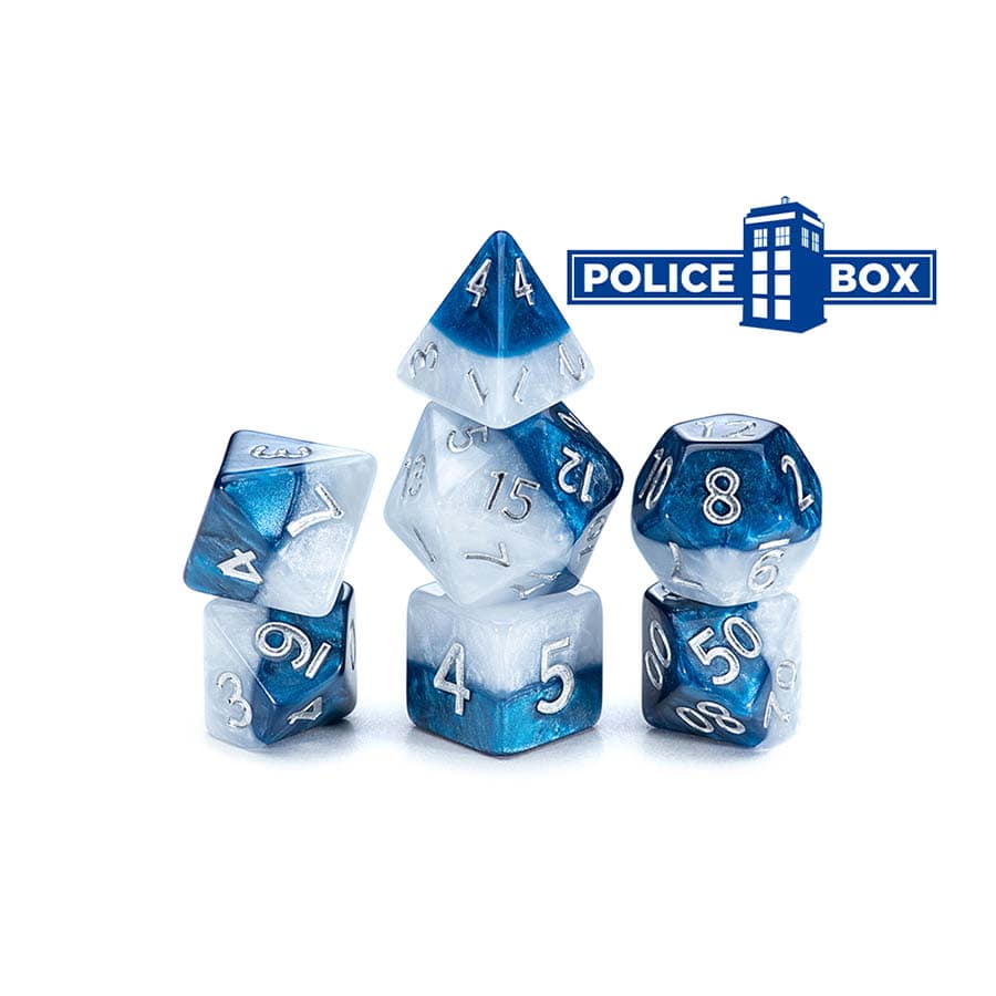 Gate Keeper Games Poly 7 Dice Set: Police Box | Dragon's Lair Comics and Fantasy Houston TX