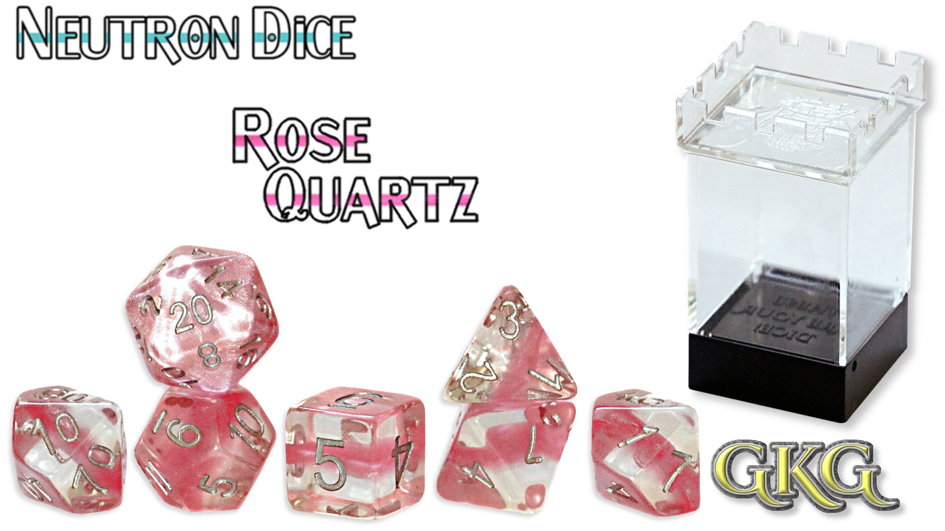 Gate Keeper Games Neutron Dice: Rose Quartz Poly 7 Set | Dragon's Lair Comics and Fantasy Houston TX