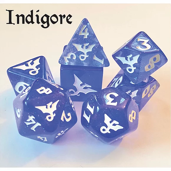 Black Oak Workshop Glitterwing Indigore Dragon Poly 7 Dice Set | Dragon's Lair Comics and Fantasy Houston TX